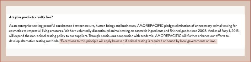 laneige animal testing policy