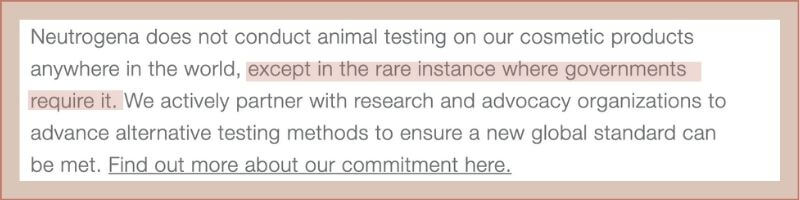neutrogena animal testing policy