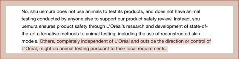 shu uemura animal testing policy