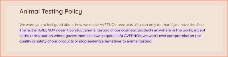 aveeno animal testing