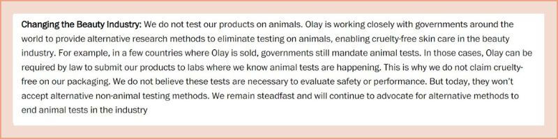 olay animal testing policy